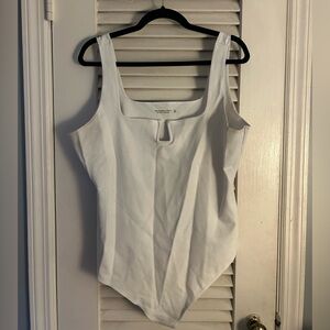 Abercrombie & Fitch White Sleeveless Bodysuit